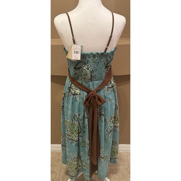 Jonathan Martin Studio Women’s Aqua/Brown Spaghetti Strap Cocktail Dress Size 8 - Picture 4 of 9